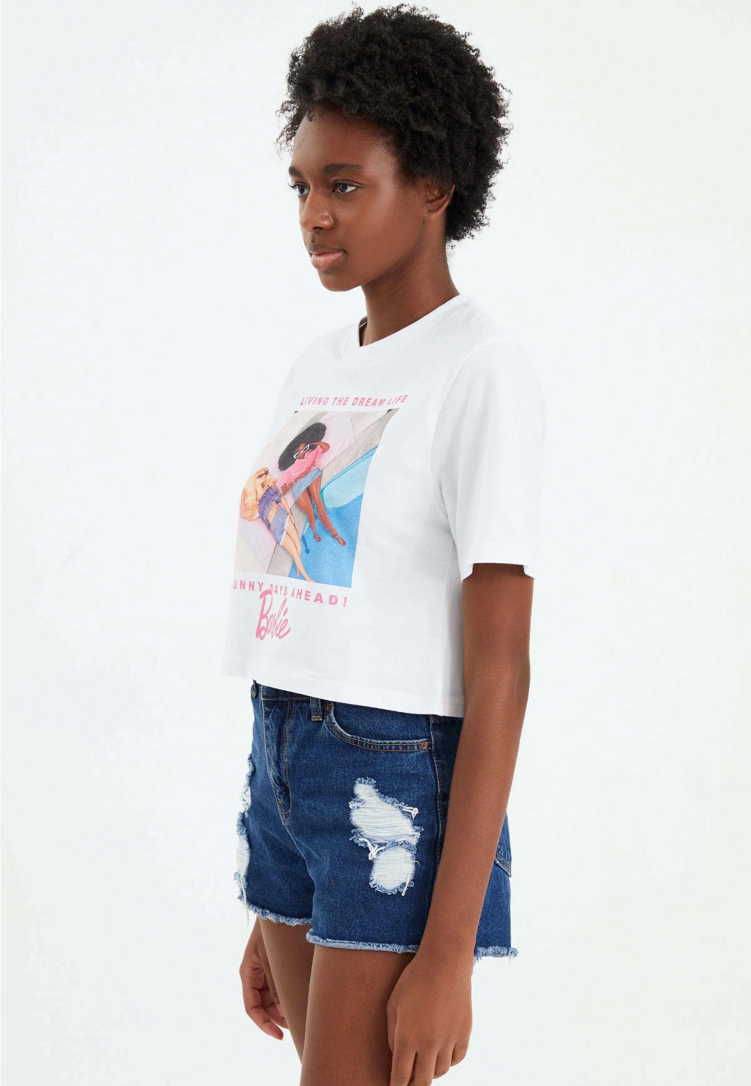 Barbie - Sunny Days Ahead Oversized Crop White - T-Shirt - Image 6