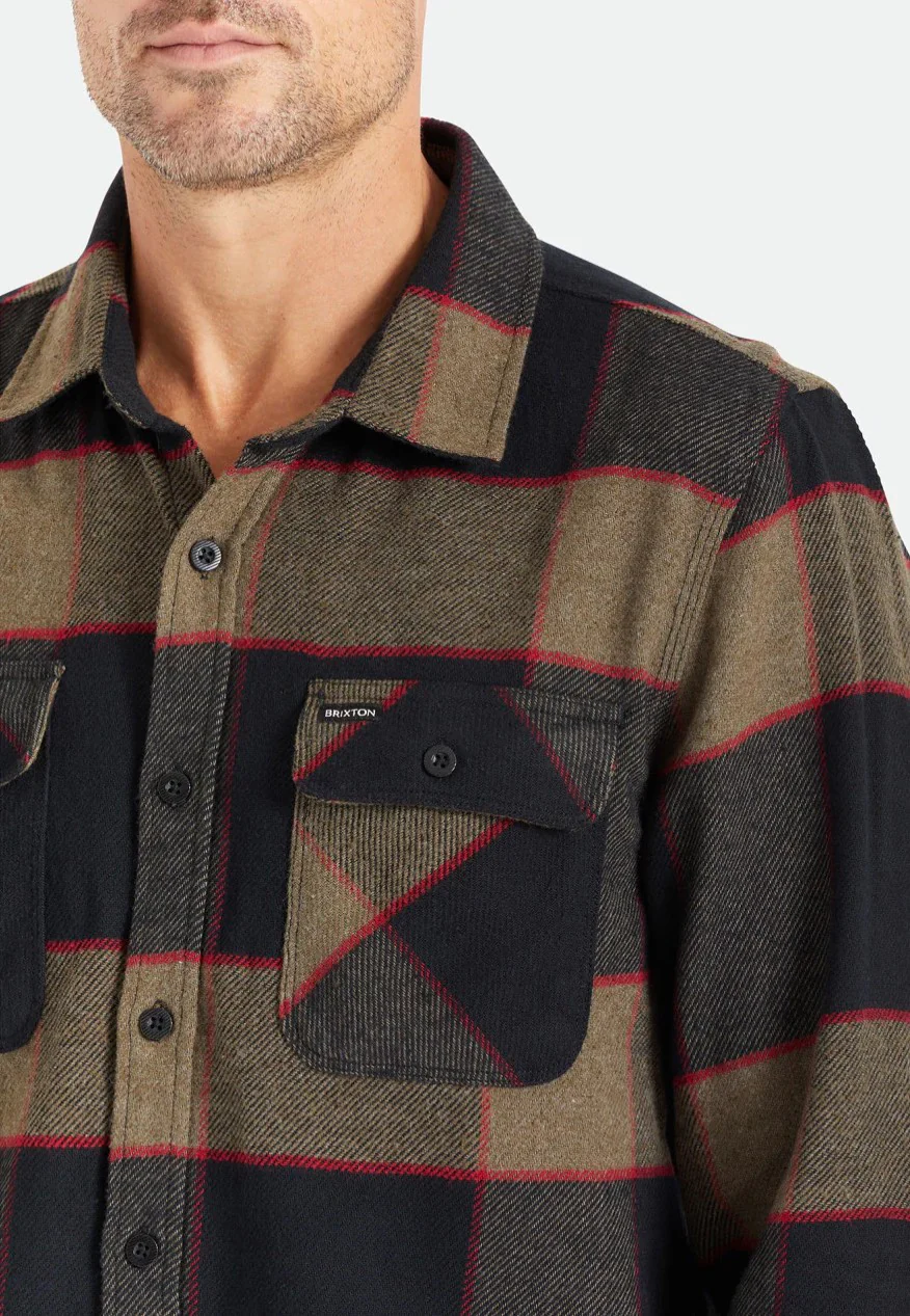 Brixton - Bowery Flannel Heather Grey/Charcoal - Shirt - Image 6