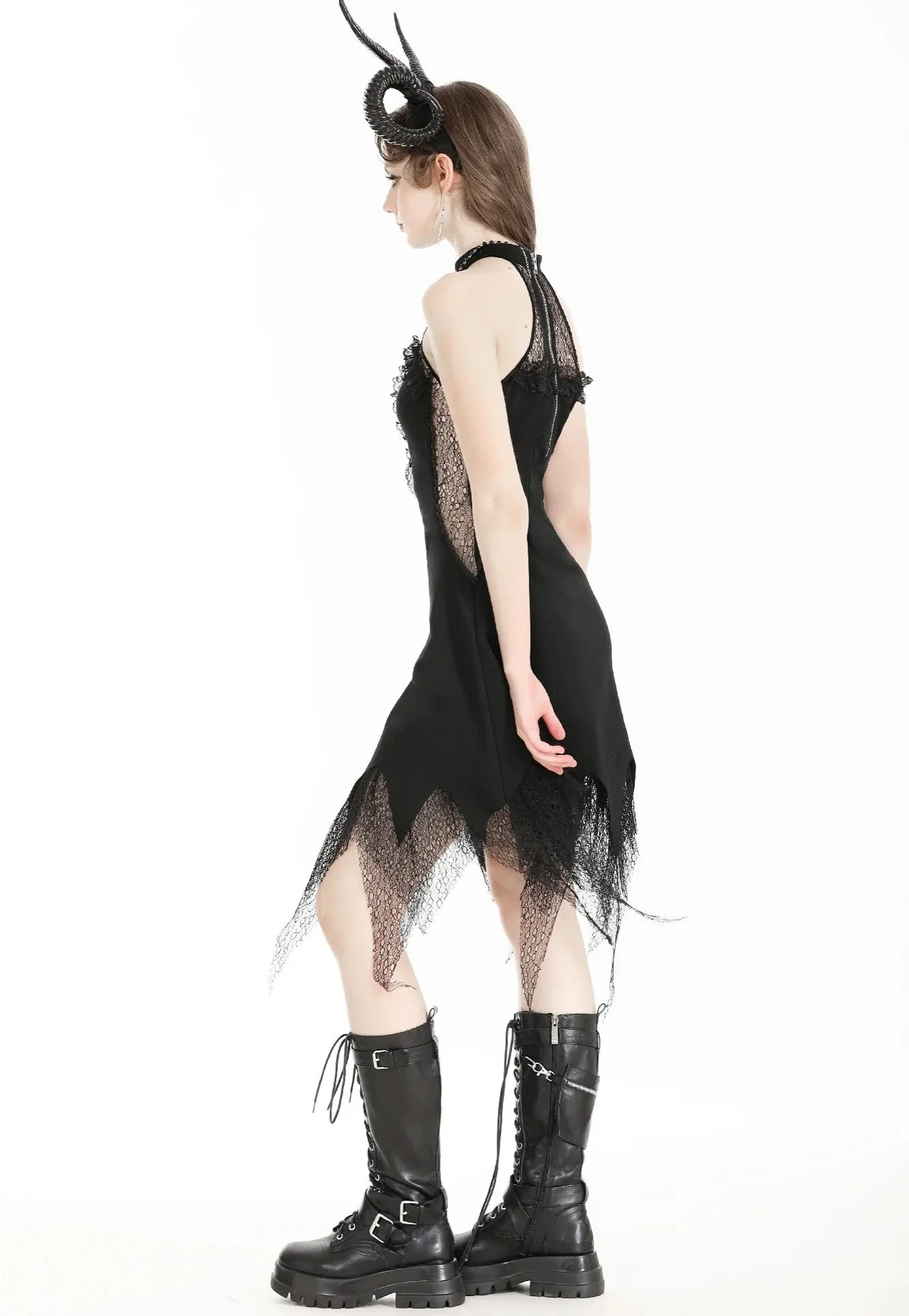 Dark In Love - Devil Sexy Net Deep V Neck Black - Dress - Image 6