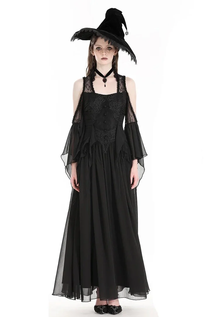 Dark In Love - Halloween Witch Off Shoulder Black - Dress - Image 11