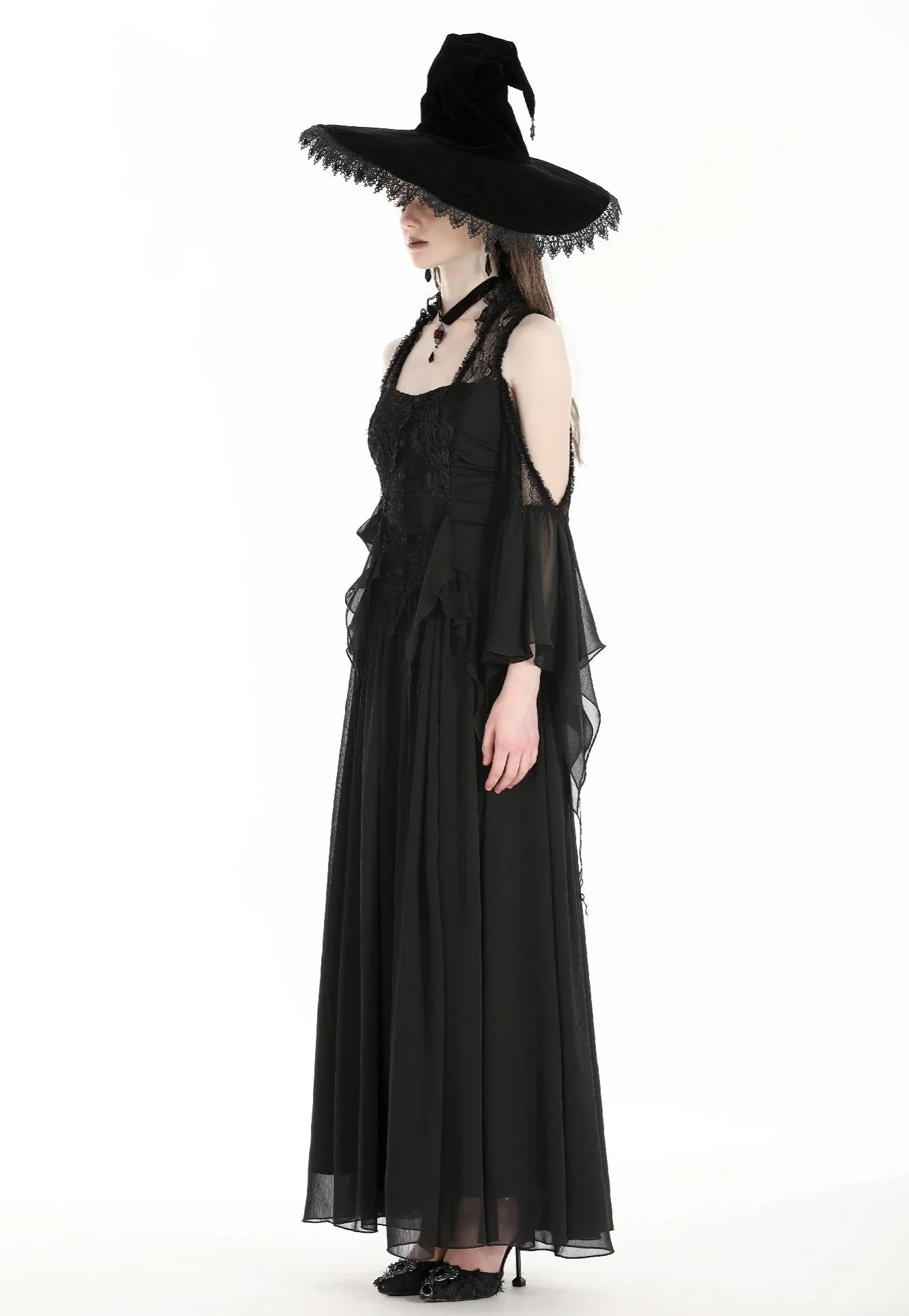 Dark In Love - Halloween Witch Off Shoulder Black - Dress - Image 4