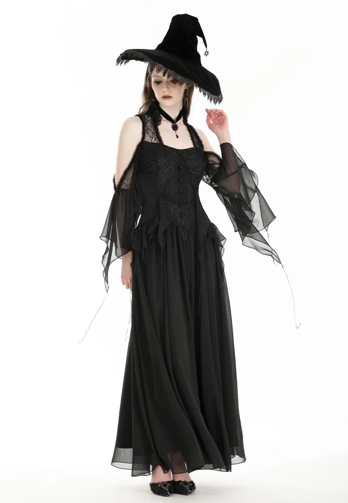 Dark In Love - Halloween Witch Off Shoulder Black - Dress - Image 5