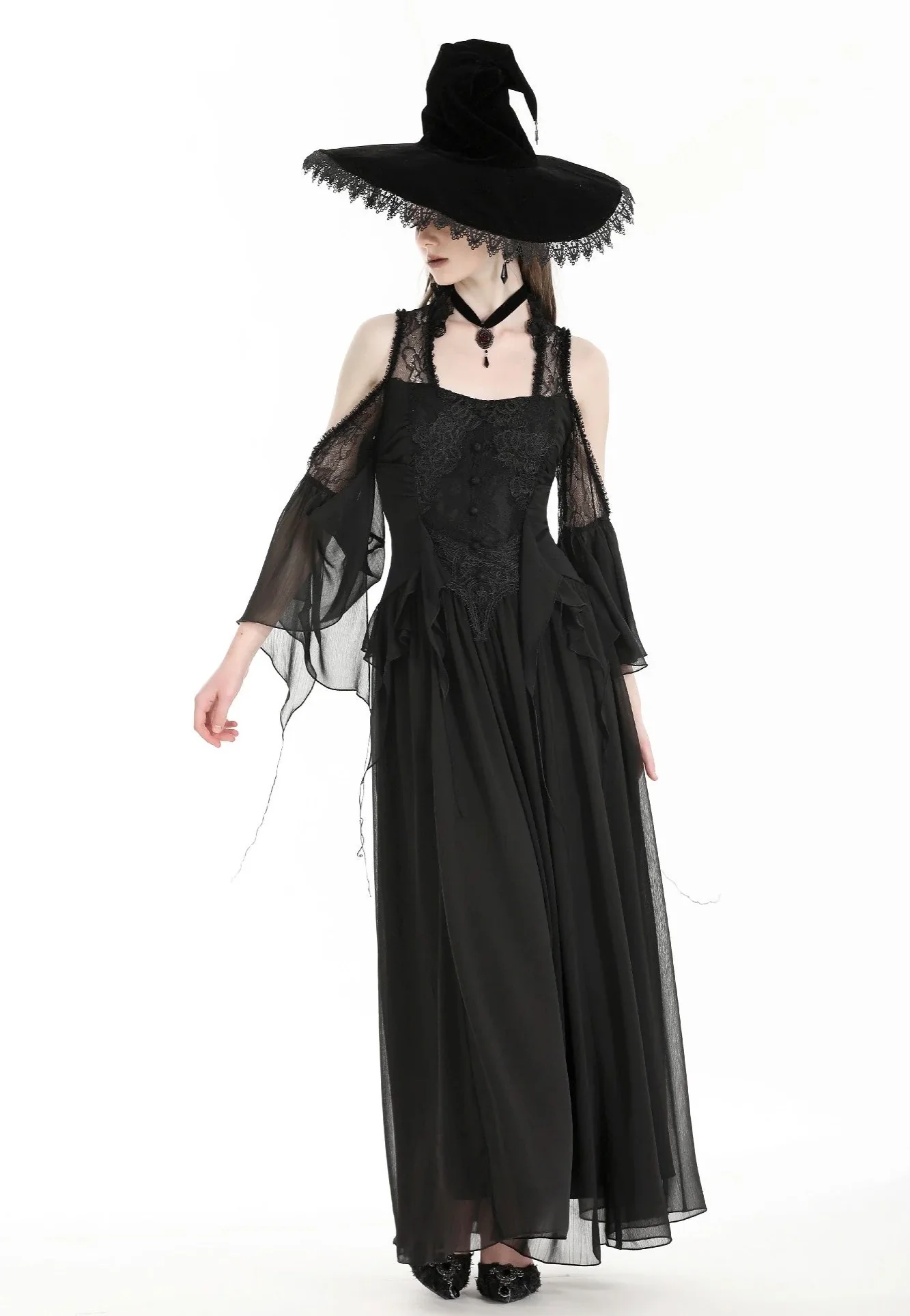 Dark In Love - Halloween Witch Off Shoulder Black - Dress - Image 6