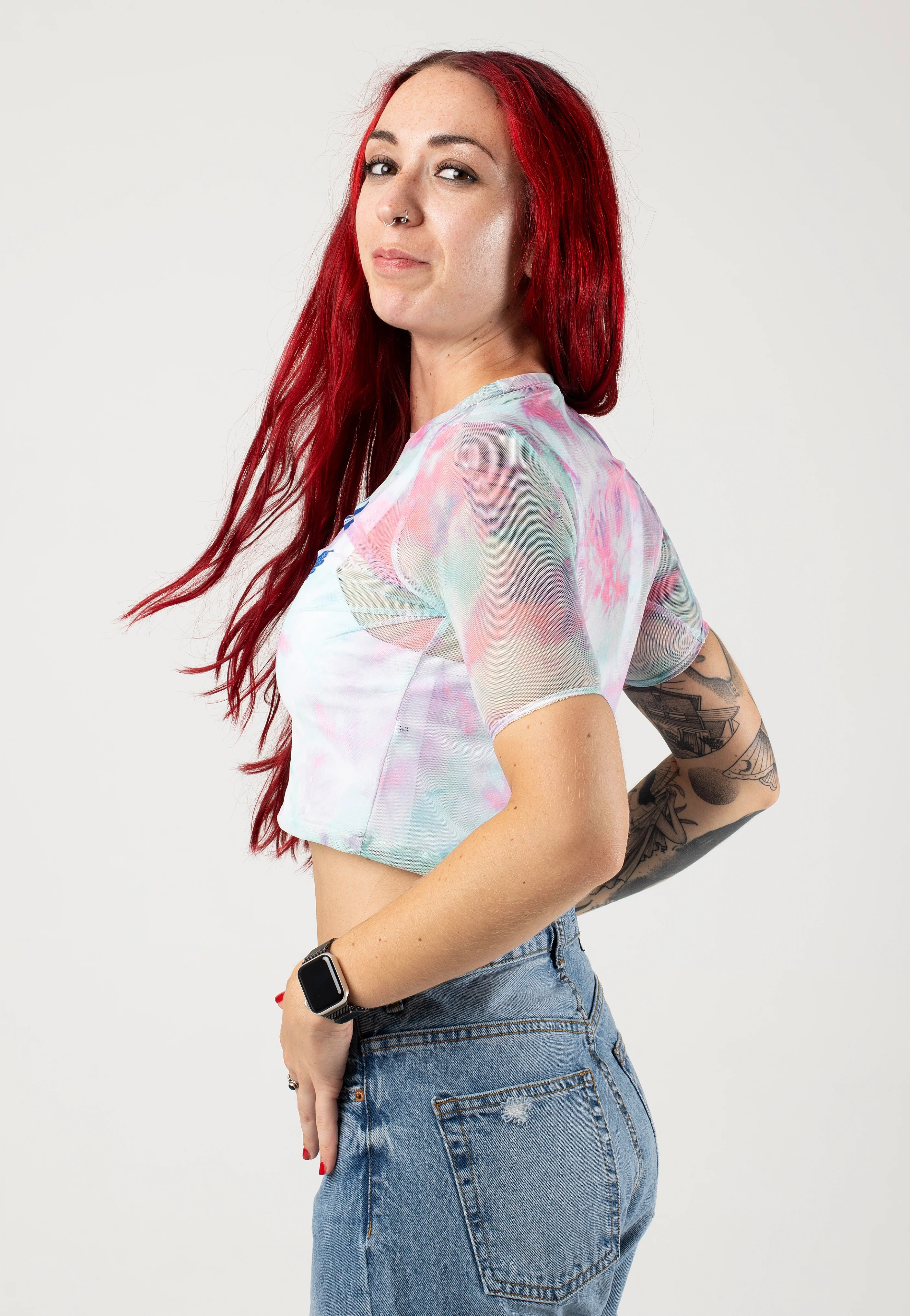 Nirvana - Angelic Blue Mono Mesh Cropped - Girly - Image 4