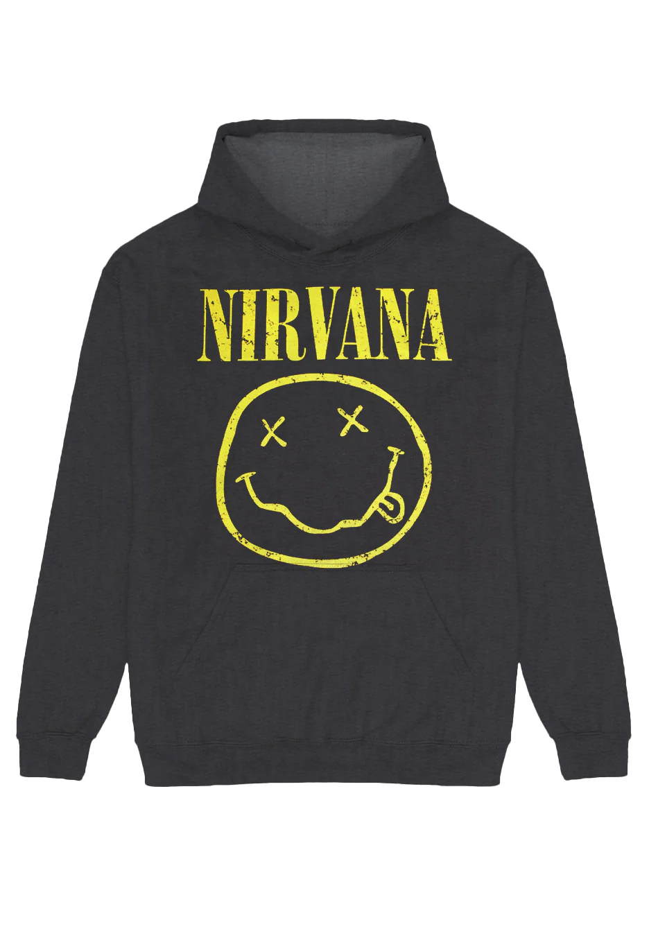 Nirvana - Yellow Happy Face Charcoal - Hoodie - Image 3