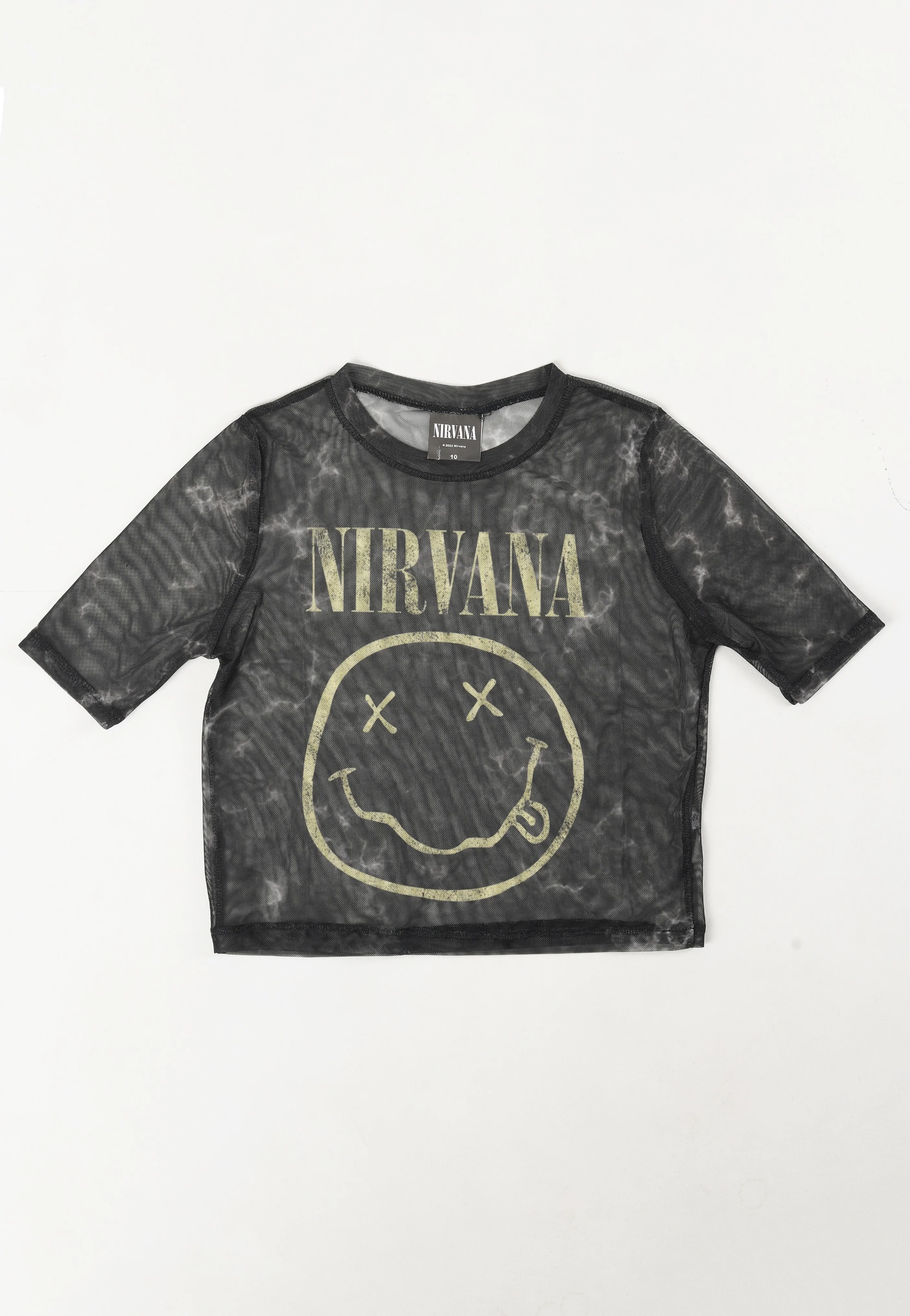 Nirvana - Yellow Happy Face Mesh Cropped - Girly - Image 5