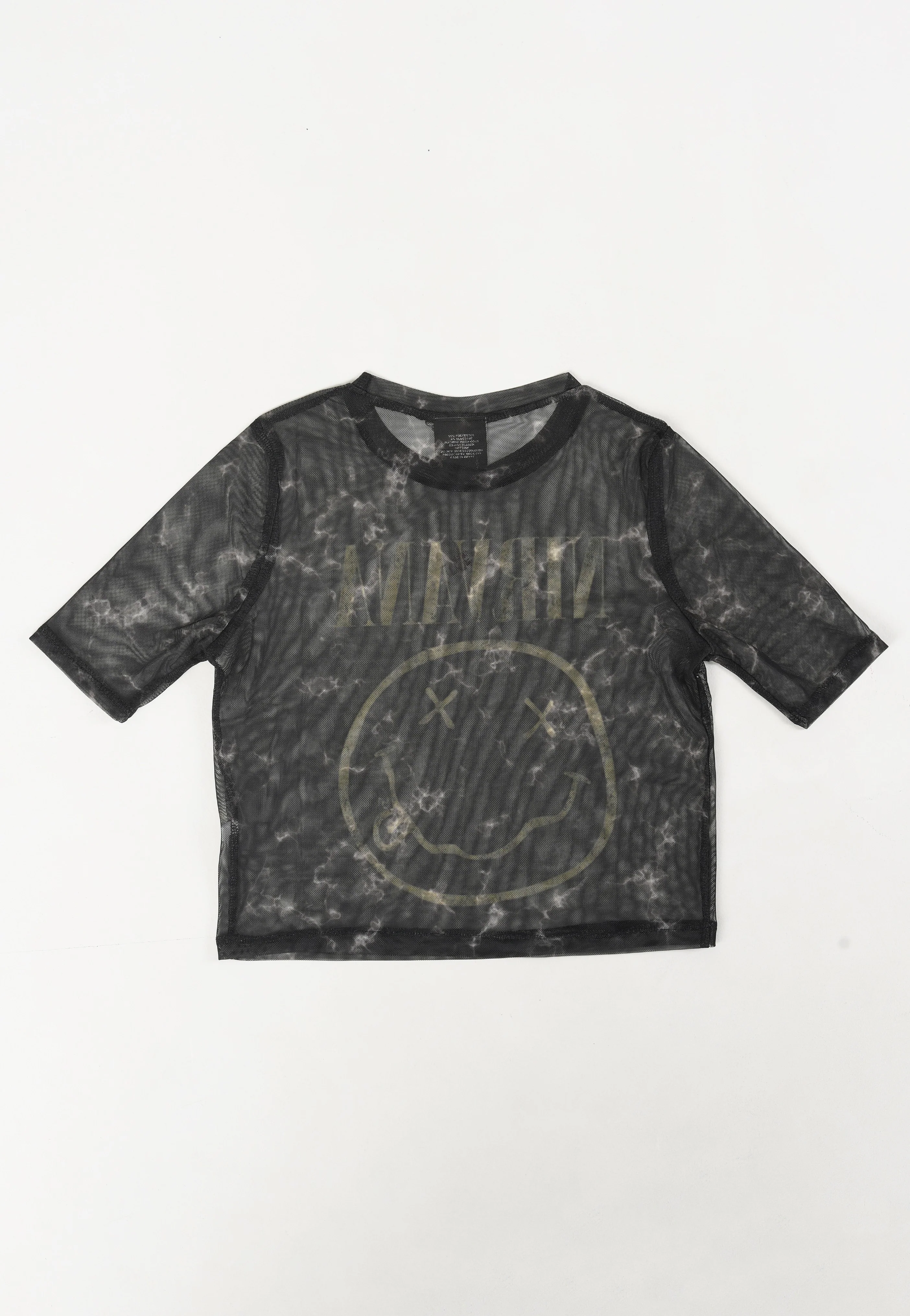 Nirvana - Yellow Happy Face Mesh Cropped - Girly - Image 6