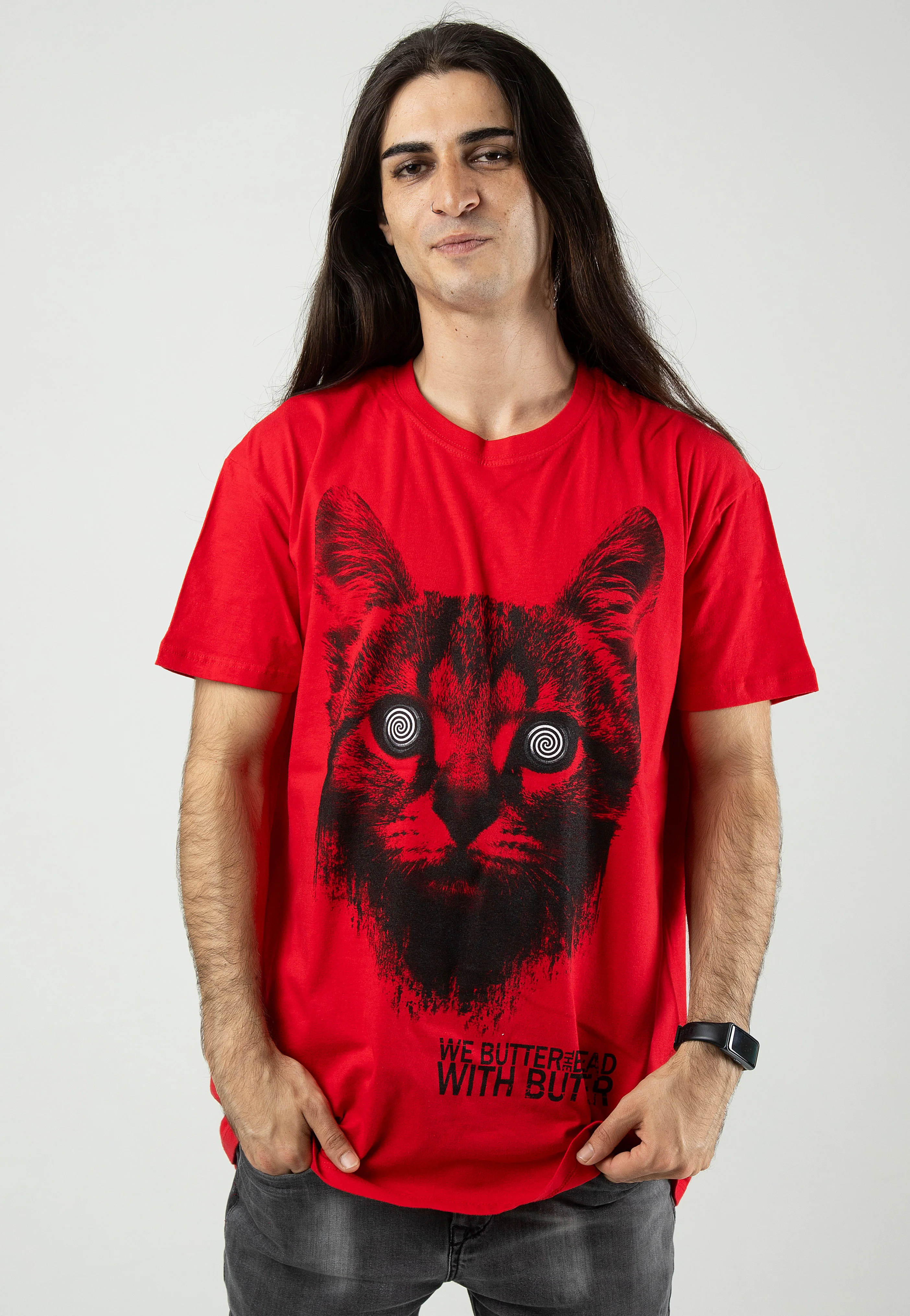 We Butter The Bread With Butter - Katze Red - T-Shirt - Image 3